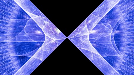 Illustration of cross color lines. Partially blurry figure. The fractal visualization. Spatial shapes and lines. Symbolizes the eternal movement of time and space. Unknown objects around us.の写真素材