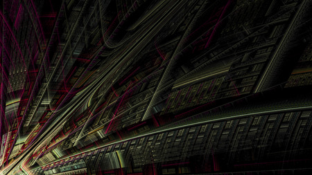 Stylized images of flowers and intersecting spiral lines. The infinity of space and time. Chaotic movement in space. Collision of stars. Interaction of cosmic objects. The invisible world.の写真素材