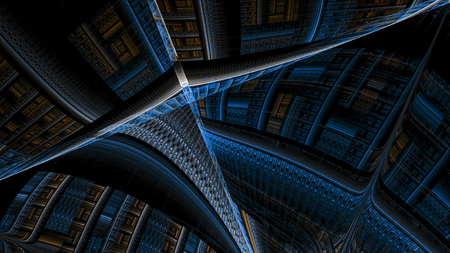 Stylized images of flowers and intersecting spiral lines. The infinity of space and time. Chaotic movement in space. Collision of stars. Interaction of cosmic objects. The invisible world.の写真素材