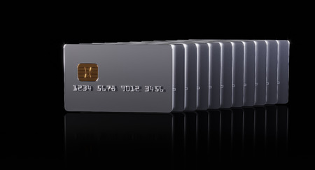 3D rendering. Bank card on a black background