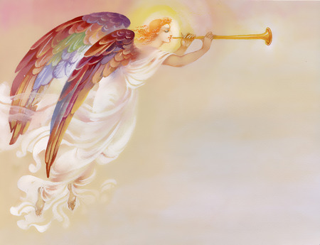 Beautiful angel with wings in brown backgroundのイラスト素材