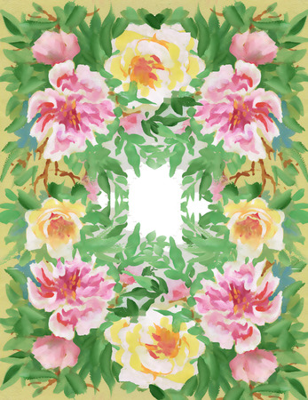 Floral colorful spring flowers pattern on white backgroundの写真素材