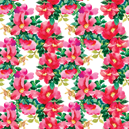 Wild flowers seamless pattern on white backgroundのイラスト素材