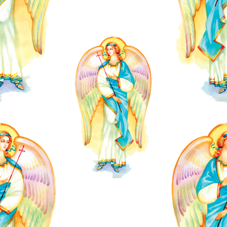 Merry Christmas card with angel vector illustrationのイラスト素材