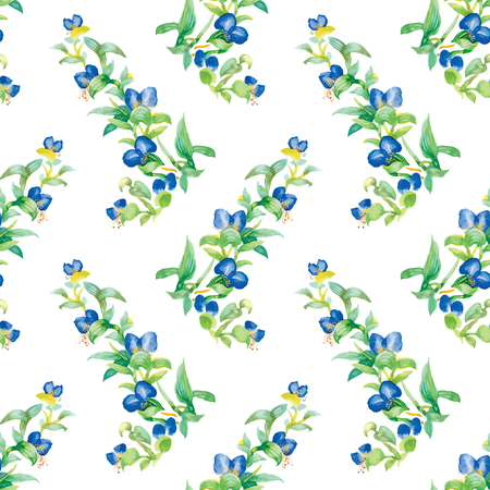 Wild flowers seamless pattern on white backgroundのイラスト素材