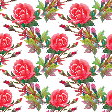 Seamless floral pattern with watercolor flowers and butterfliesのイラスト素材