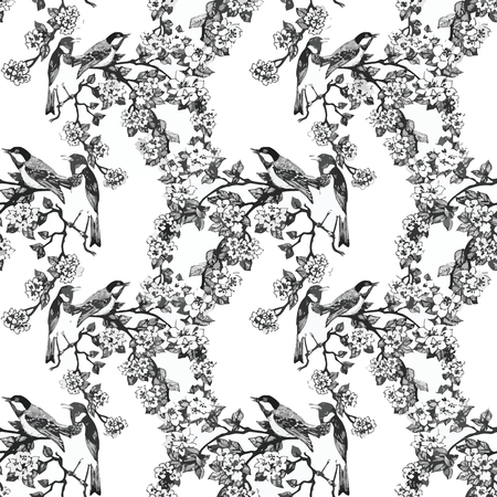 Seamless pattern watercolor flowers, paper, textile, fabric, wrapper, wallpaper,vectorのイラスト素材