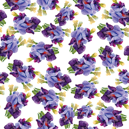 Seamless patterns with Beautiful flowers, watercolor illustrationのイラスト素材