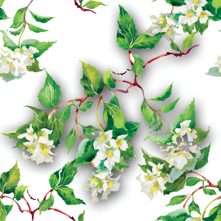 Seamless patterns with Beautiful flowers, watercolor illustrationのイラスト素材
