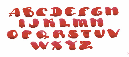 Watercolor hand drawn alphabet. Vector illustration. Brush painted lettersのイラスト素材