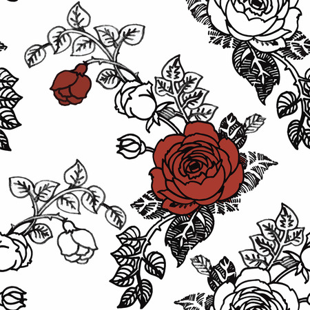 Watercolor seamless pattern with roses. Background for web pages, wedding invitations, save the date cardsのイラスト素材