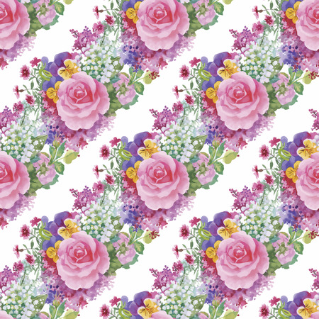 Watercolor seamless pattern with roses. Background for web pages, wedding invitations, save the date cardsのイラスト素材