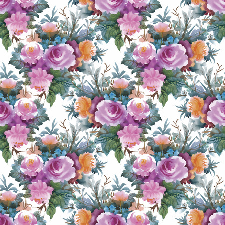 Watercolor seamless pattern with roses. Background for web pages, wedding invitations, save the date cardsのイラスト素材