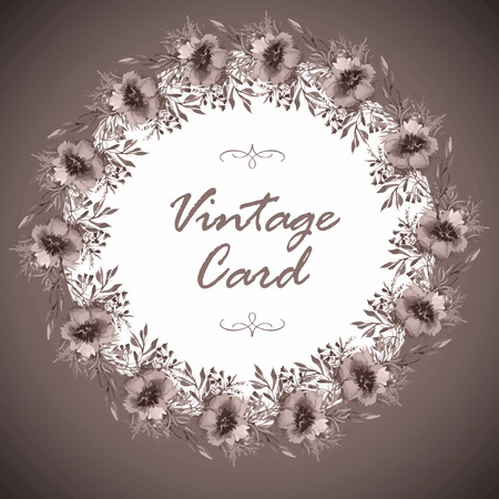 Greeting card with flowers, watercolor, can be used as invitation card for wedding, birthday and other holiday and  summer background.のイラスト素材