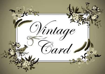 Greeting card with flowers, watercolor, can be used as invitation card for wedding, birthday and other holiday and  summer background.のイラスト素材