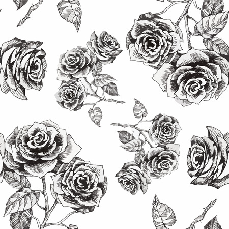 Seamless pattern with Beautiful flowers, Watercolor painting.のイラスト素材