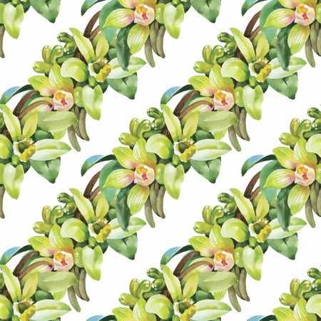 Seamless pattern with Beautiful flowers, Watercolor painting.のイラスト素材