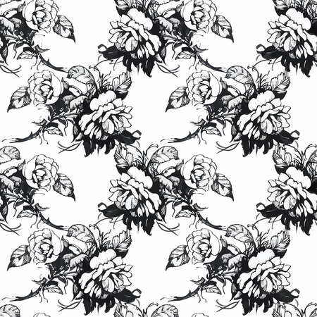 Seamless pattern with Beautiful flowers, Watercolor painting.のイラスト素材