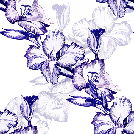 Seamless pattern with Beautiful flowers, Watercolor painting.のイラスト素材