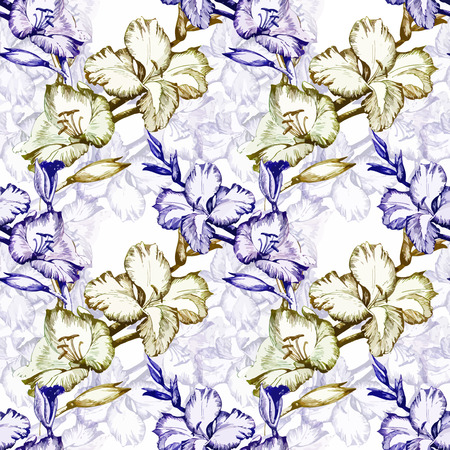 Seamless pattern with Beautiful flowers, Watercolor painting.のイラスト素材