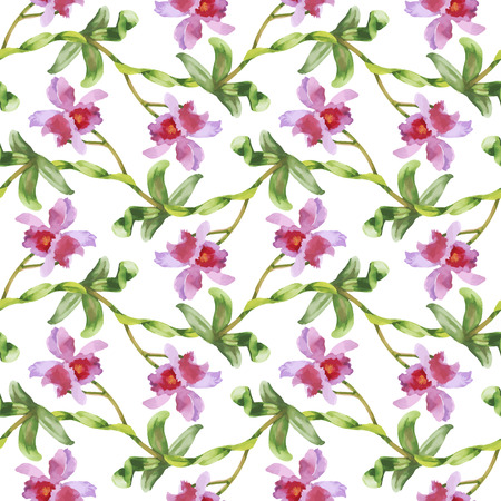 Seamless pattern with Beautiful flowers, Watercolor painting.のイラスト素材