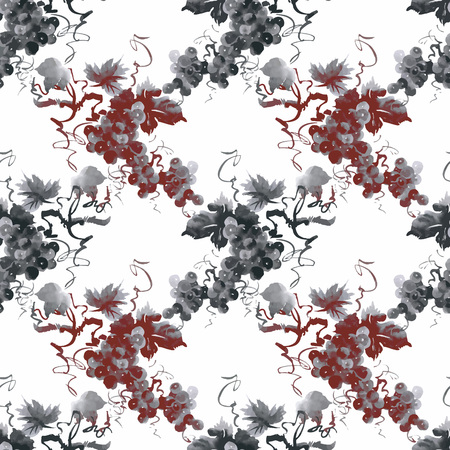 Watercolor garden rowan plant seamless pattern.のイラスト素材