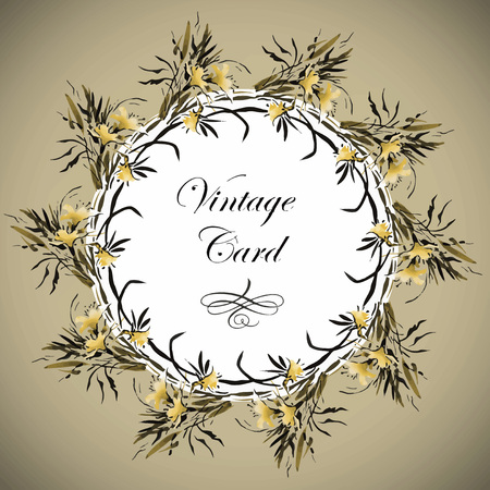 Greeting card with flowers, watercolor, can be used as invitation card for wedding, birthday and other holiday and  summer background. Vector illustrationのイラスト素材