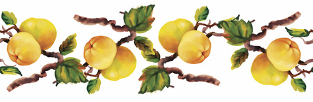 Seamless watercolor pattern with leafs and berries.のイラスト素材