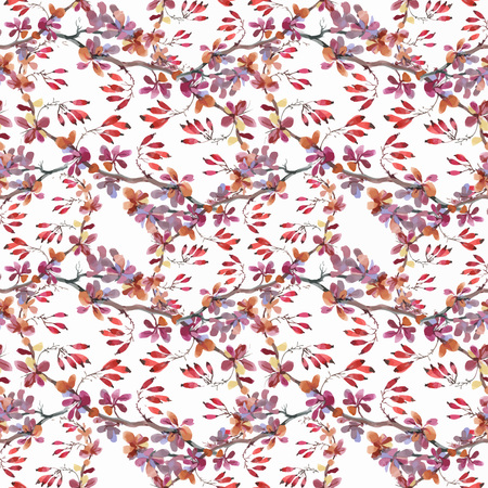 Beautiful Watercolor Summer Garden Blooming Flowers Seamless Patternのイラスト素材