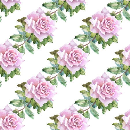 Beautiful Watercolor Summer Garden Blooming Flowers Seamless Patternのイラスト素材