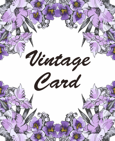 Invitation. Wedding or birthday card. Floral frame. Watercolor background with flowers.のイラスト素材