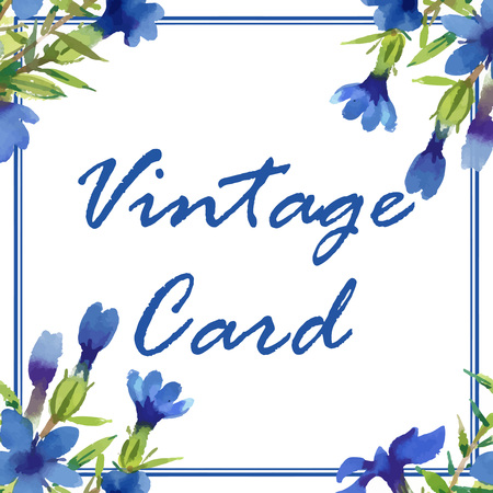 Invitation. Wedding or birthday card. Floral frame. Watercolor background with flowers.のイラスト素材