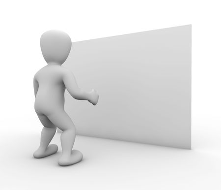 looking at the posterの写真素材