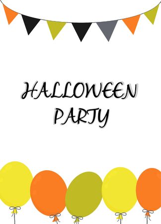 Vector greeting card with balloons and flags for Halloween on whiteのイラスト素材