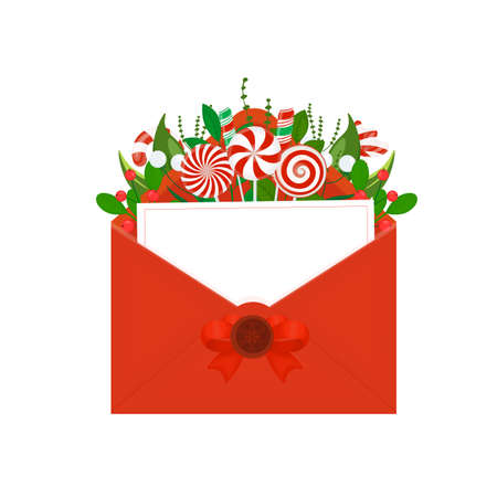 Christmas card template with flowers, traditional decorations and sweets.のイラスト素材