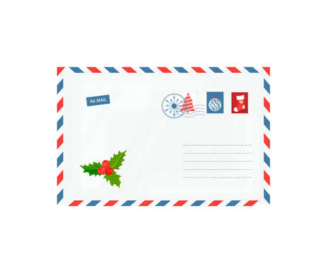 Vector template for a Christmas letter envelope on a white background.のイラスト素材