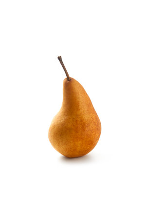 One ripe juicy pear fruit with soft shadow isolated on white background with clipping path.の写真素材