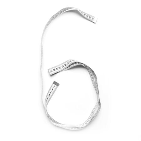 The figure is six of a centimeter tape. Isolate measuring tape on a white background.