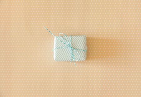 One color gift with ribbons on the pastel background
