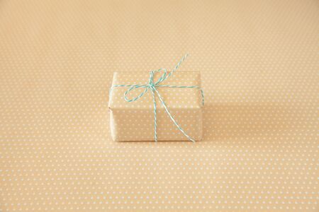 One color gift with ribbons on the pastel backgroundの写真素材