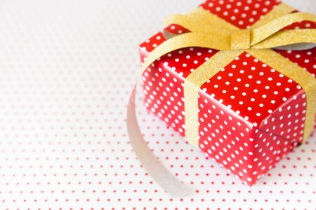 One color gift with ribbons on the pastel background