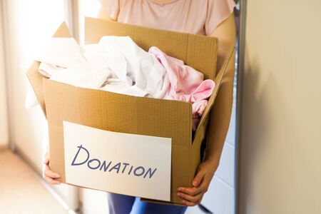 clothes in box for concept donation and reuse recycleの写真素材