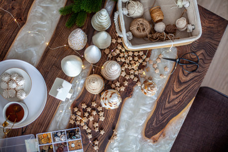 Christmas composition with handcrafted Christmas Tree.