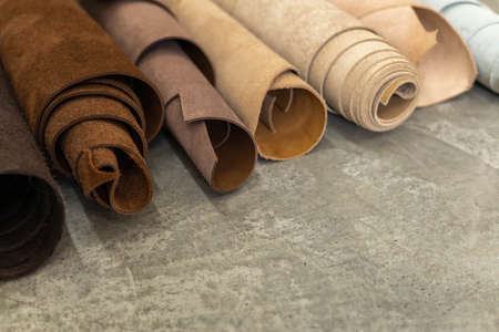 Material for creating handmade production at leather workshop.