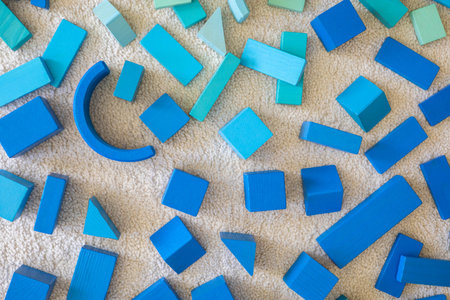 Rainbow spectrum Montessori material wooden bricks row imagination seamless pattern backgroundの写真素材