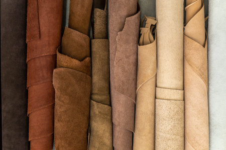 Material for creating handmade production at leather workshop.