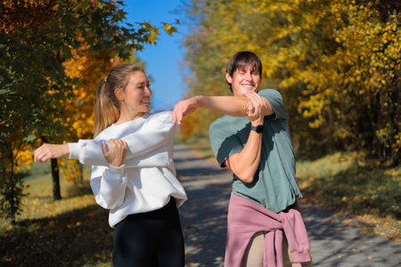 Runners athletes in fitness clothes.の写真素材