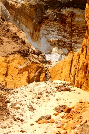 Sand Cave with different color of white and yellow sandの写真素材