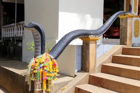 Snake statue in Thailand photographed close upの写真素材