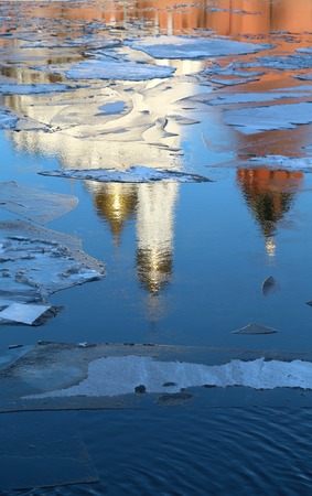 Reflection of the Moscow Kremlin in the Moscow Riverの写真素材